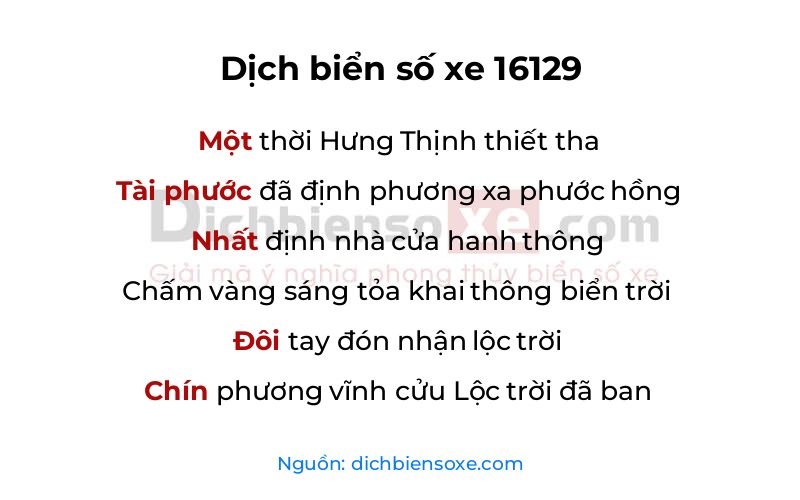 Dịch thơ biển số 16129