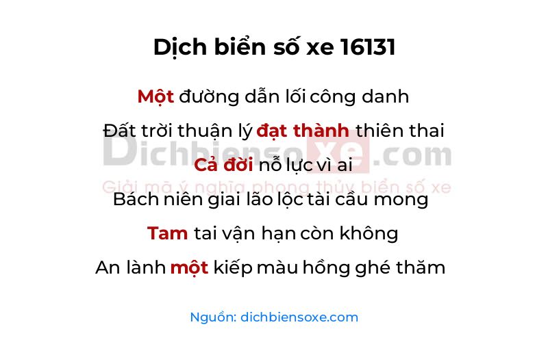 Dịch thơ biển số 16131