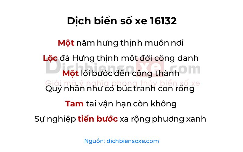 Dịch thơ biển số 16132