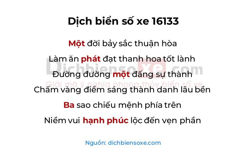 Dịch thơ biển số 16133