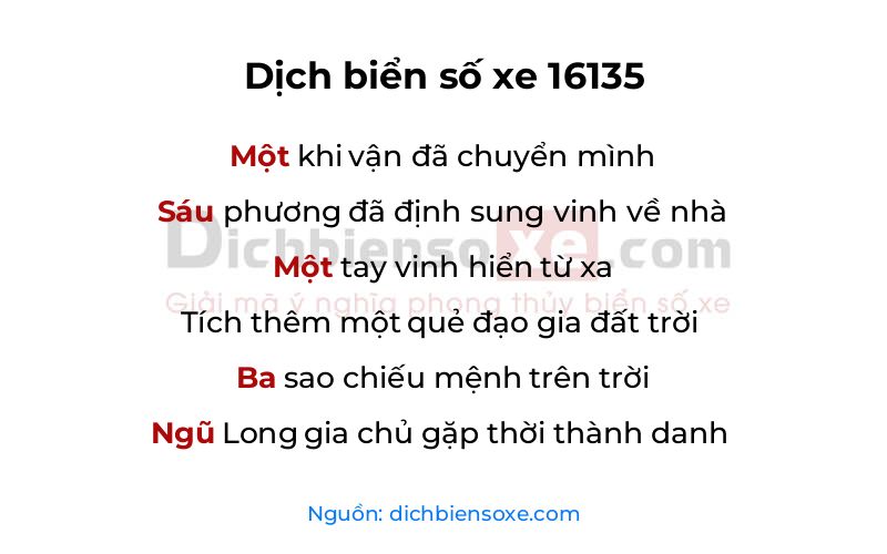 Dịch thơ biển số 16135