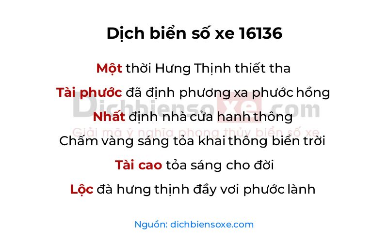 Dịch thơ biển số 16136