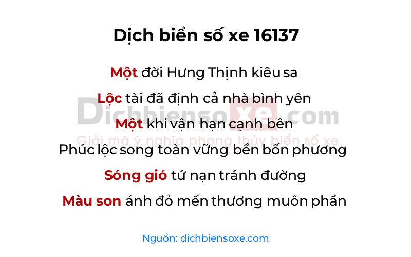 Dịch thơ biển số 16137