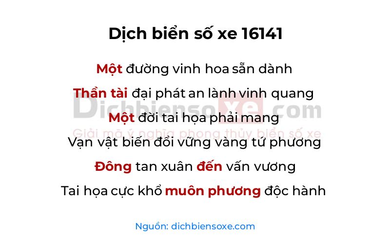 Dịch thơ biển số 16141