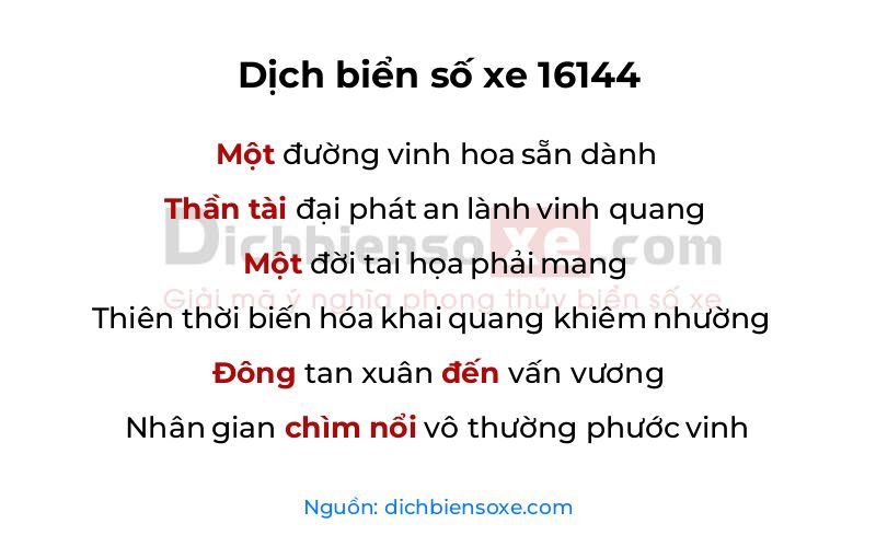 Dịch thơ biển số 16144