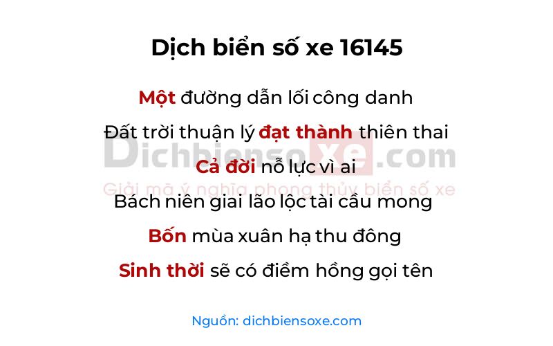 Dịch thơ biển số 16145