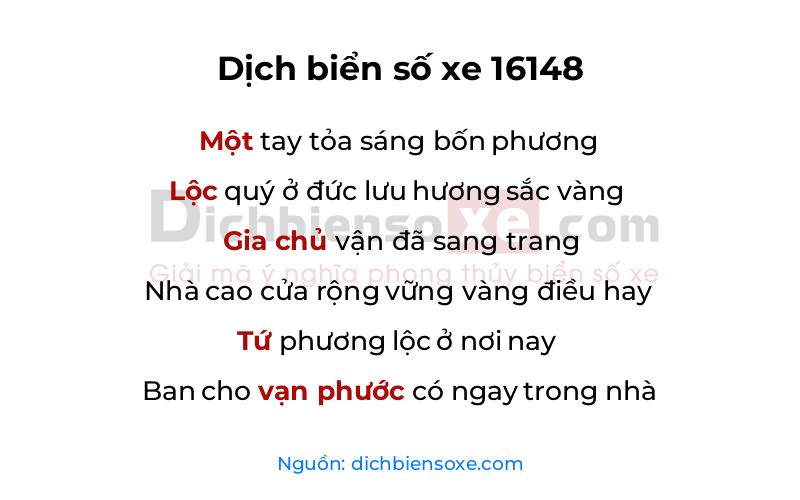 Dịch thơ biển số 16148