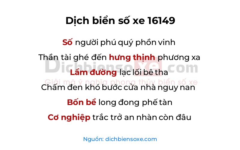 Dịch thơ biển số 16149