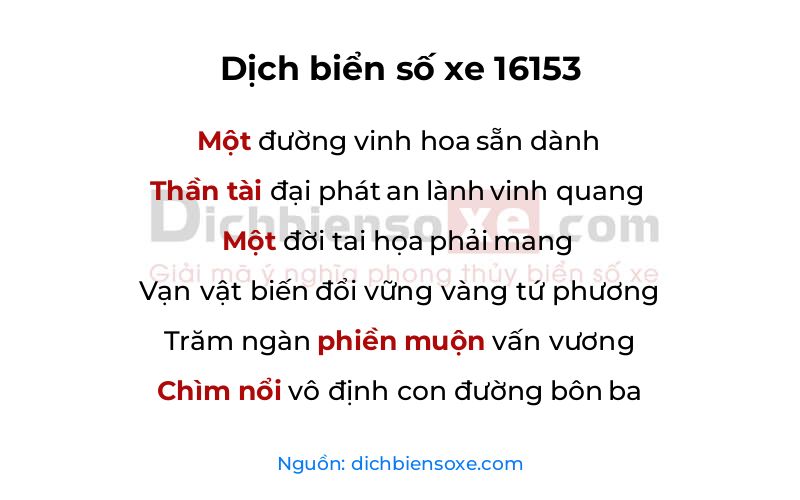 Dịch thơ biển số 16153