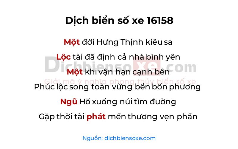 Dịch thơ biển số 16158