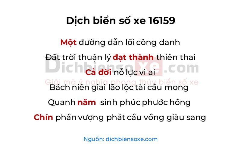 Dịch thơ biển số 16159