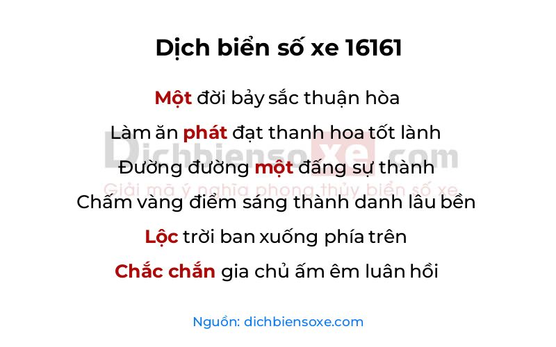 Dịch thơ biển số 16161