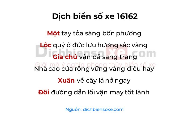 Dịch thơ biển số 16162