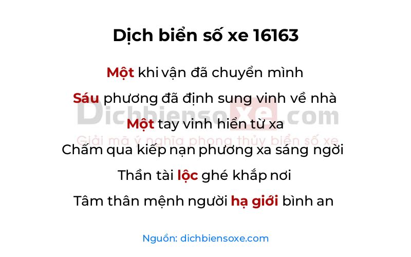 Dịch thơ biển số 16163