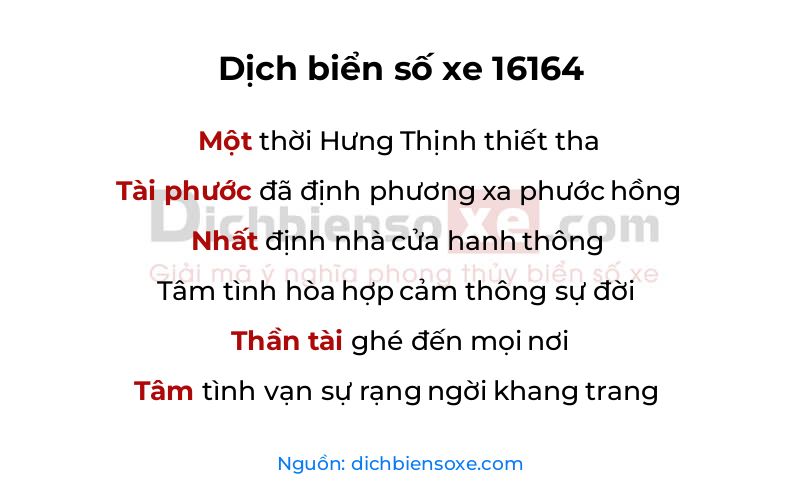 Dịch thơ biển số 16164
