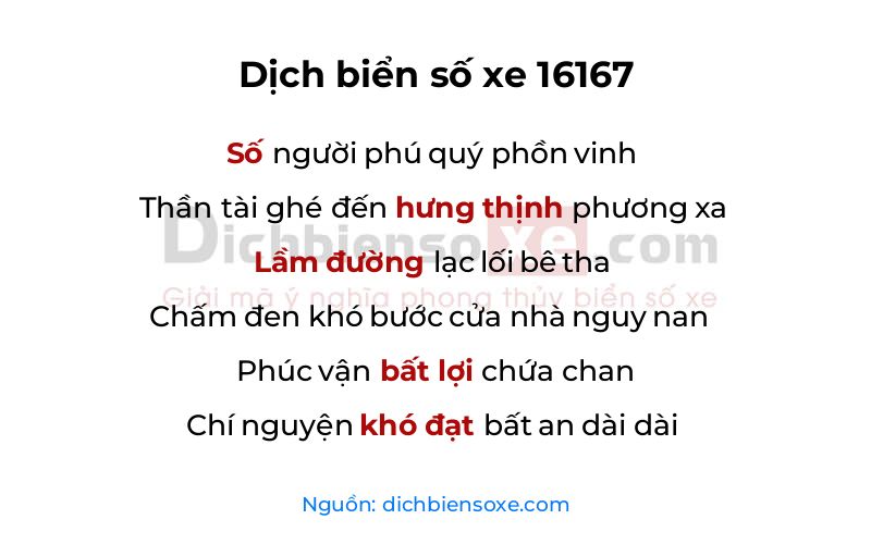 Dịch thơ biển số 16167