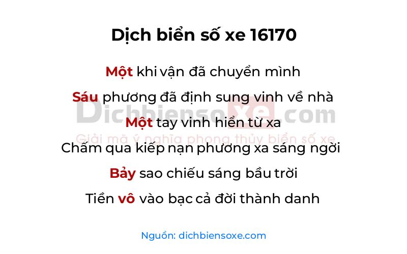 Dịch thơ biển số 16170