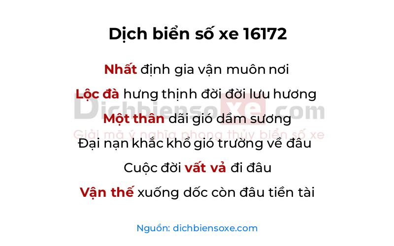 Dịch thơ biển số 16172