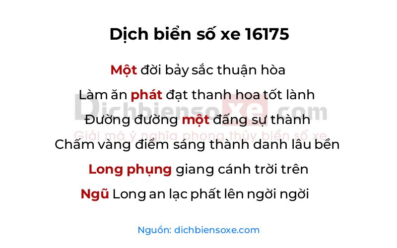 Dịch thơ biển số 16175