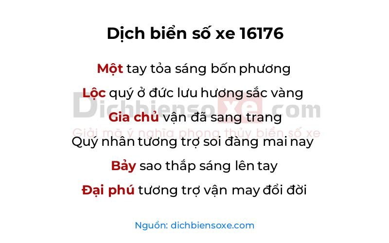 Dịch thơ biển số 16176