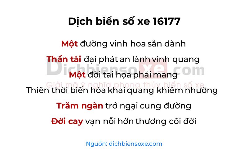 Dịch thơ biển số 16177