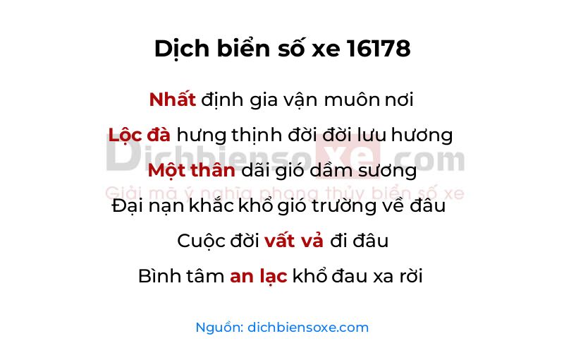 Dịch thơ biển số 16178