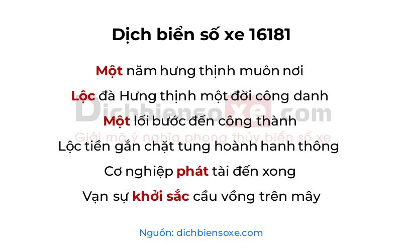 Dịch thơ biển số 16181
