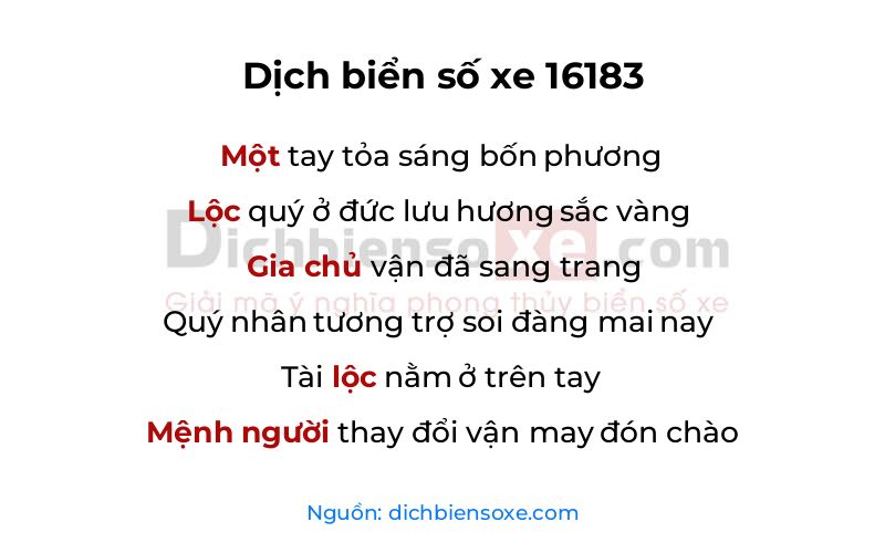 Dịch thơ biển số 16183