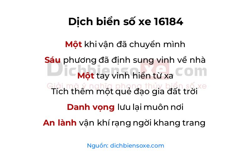 Dịch thơ biển số 16184