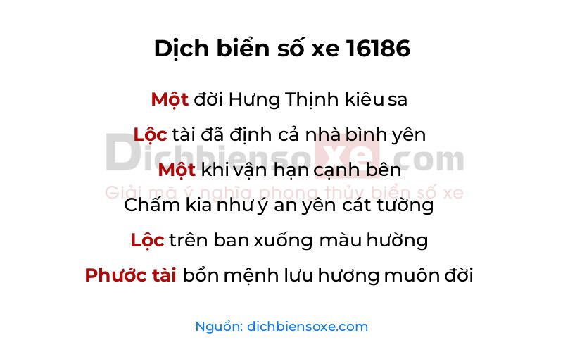 Dịch thơ biển số 16186