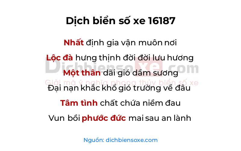 Dịch thơ biển số 16187