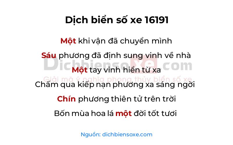 Dịch thơ biển số 16191