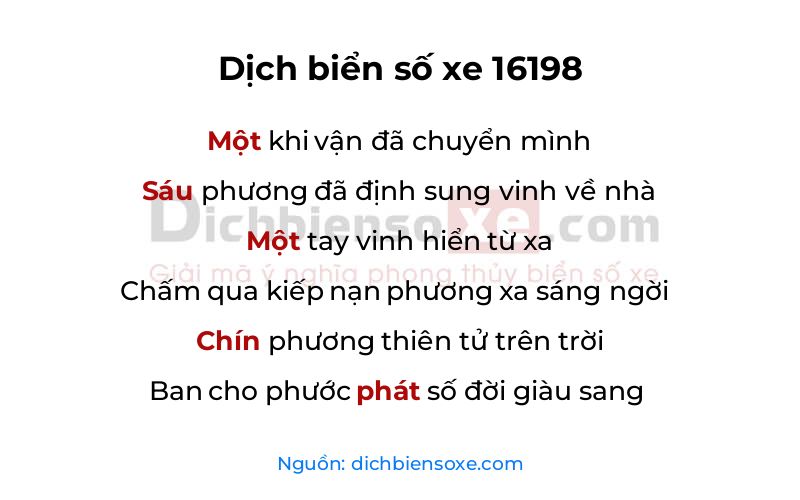 Dịch thơ biển số 16198