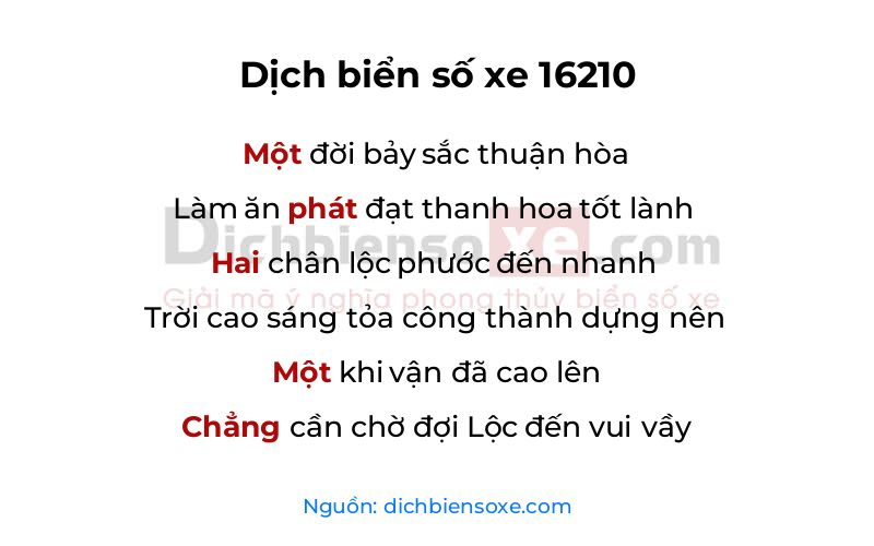 Dịch thơ biển số 16210
