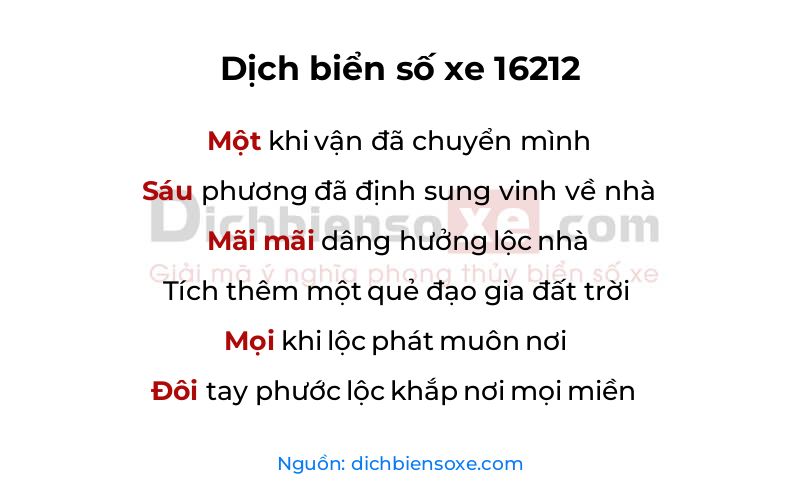 Dịch thơ biển số 16212