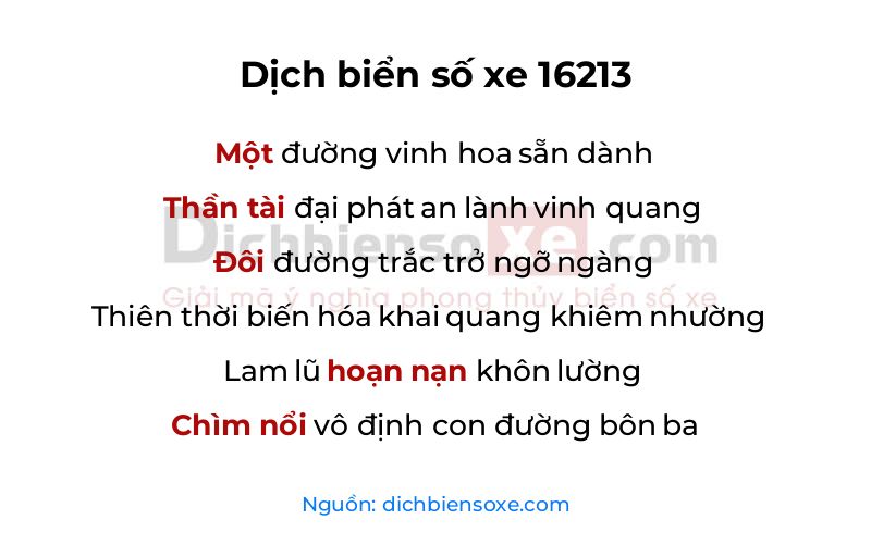 Dịch thơ biển số 16213