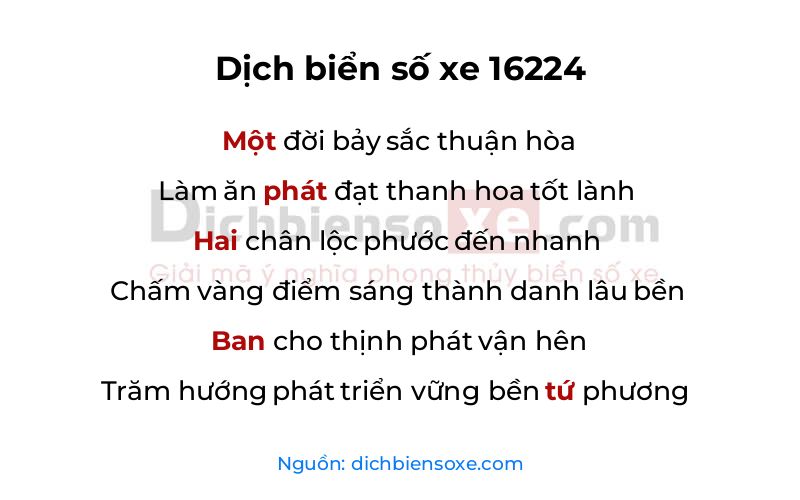Dịch thơ biển số 16224