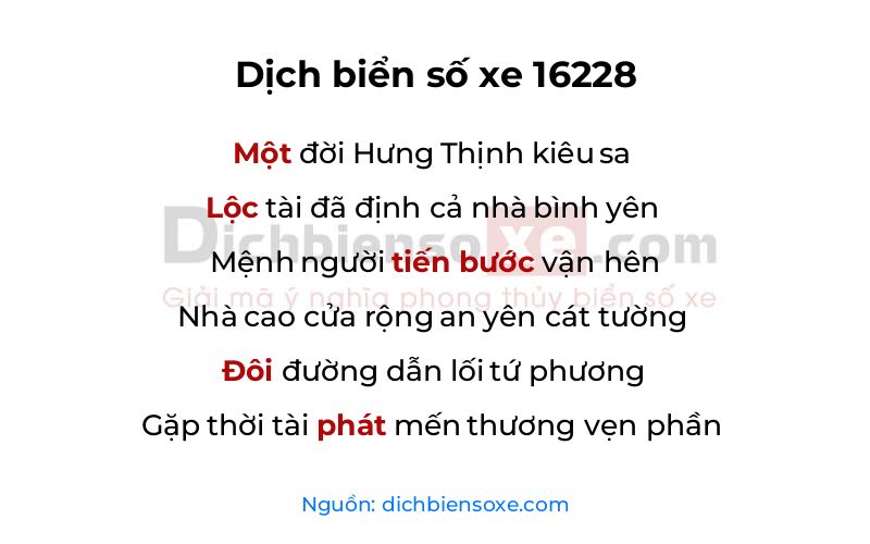 Dịch thơ biển số 16228