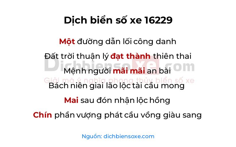 Dịch thơ biển số 16229
