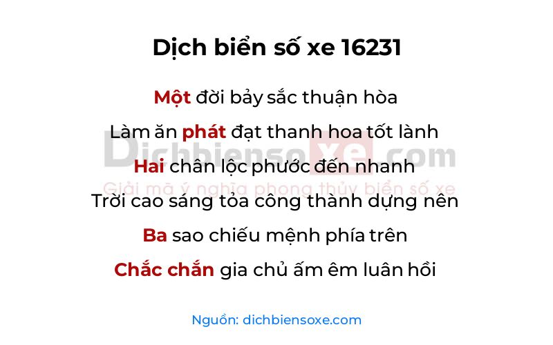 Dịch thơ biển số 16231