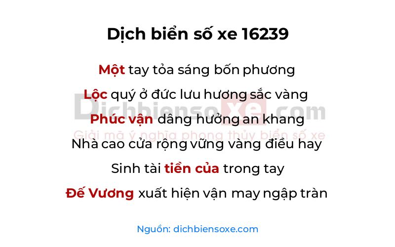 Dịch thơ biển số 16239