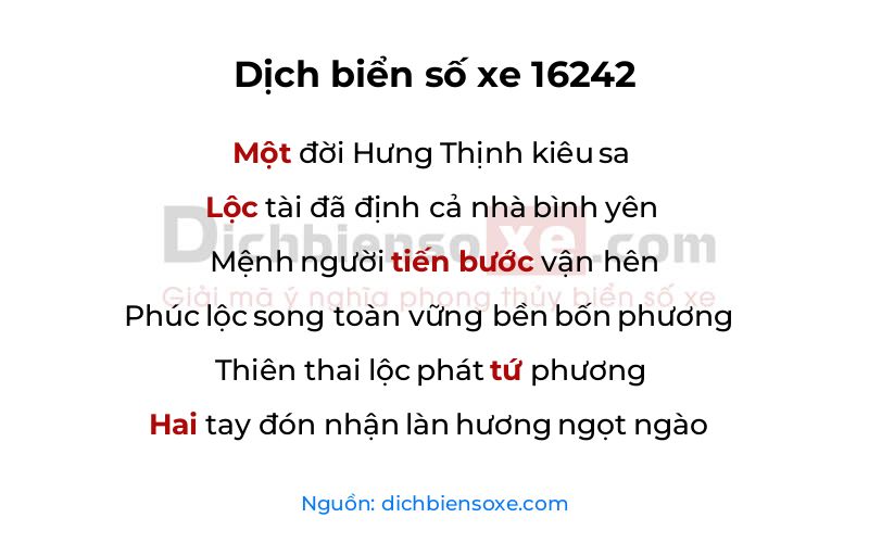 Dịch thơ biển số 16242