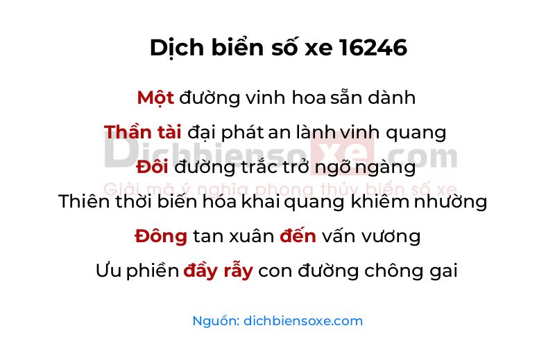 Dịch thơ biển số 16246