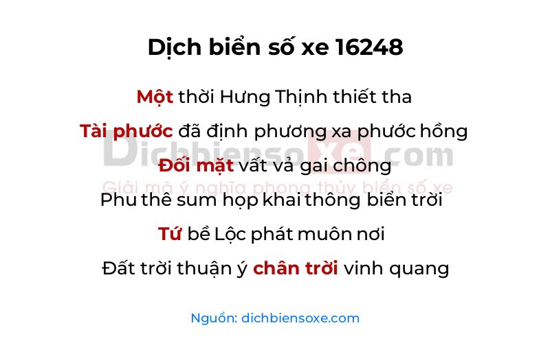 Dịch thơ biển số 16248