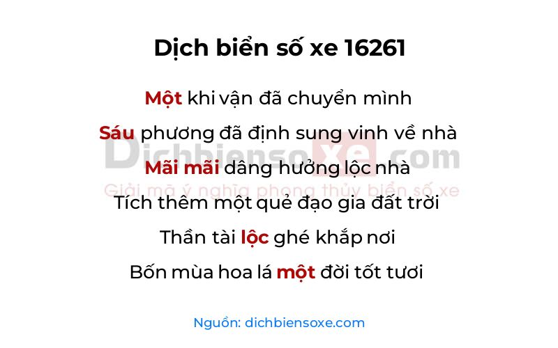 Dịch thơ biển số 16261