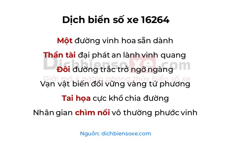 Dịch thơ biển số 16264