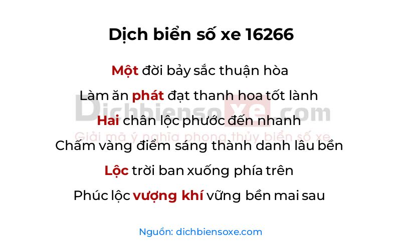 Dịch thơ biển số 16266