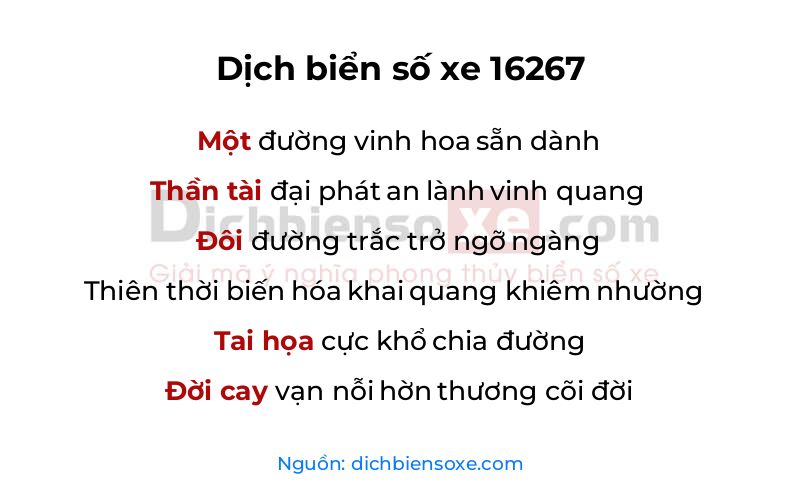 Dịch thơ biển số 16267
