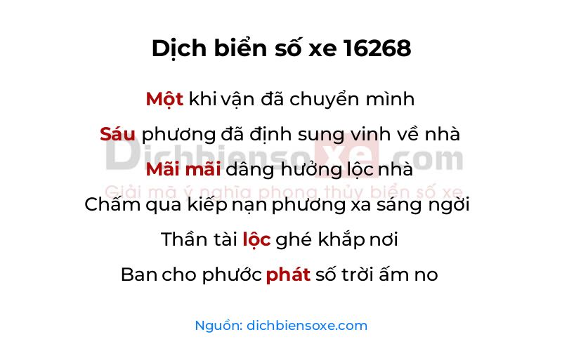 Dịch thơ biển số 16268