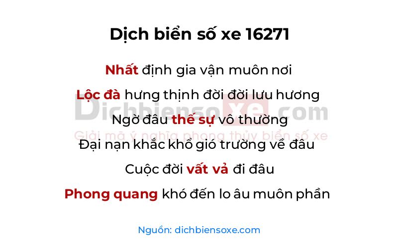 Dịch thơ biển số 16271